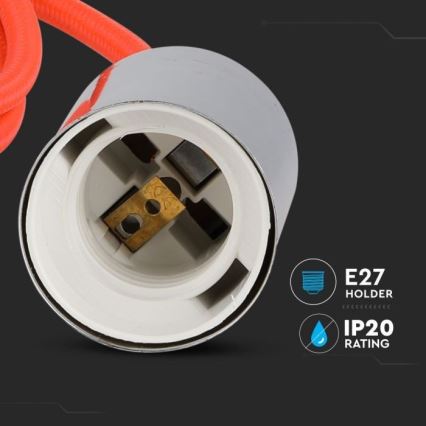Napajalni kabel 1xE27/60W/230V oranžna/sijajni krom