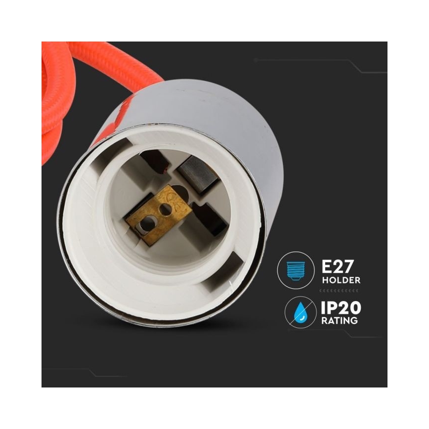 Napajalni kabel 1xE27/60W/230V oranžna/sijajni krom