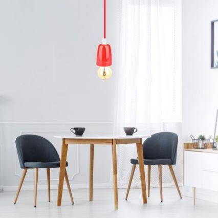 Napajalni kabel 1xE27/60W/230V rdeča/porcelain