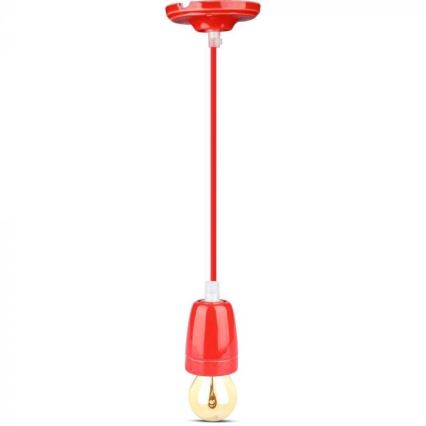Napajalni kabel 1xE27/60W/230V rdeča/porcelain