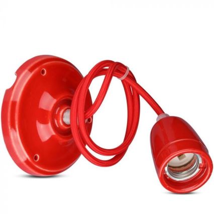Napajalni kabel 1xE27/60W/230V rdeča/porcelain