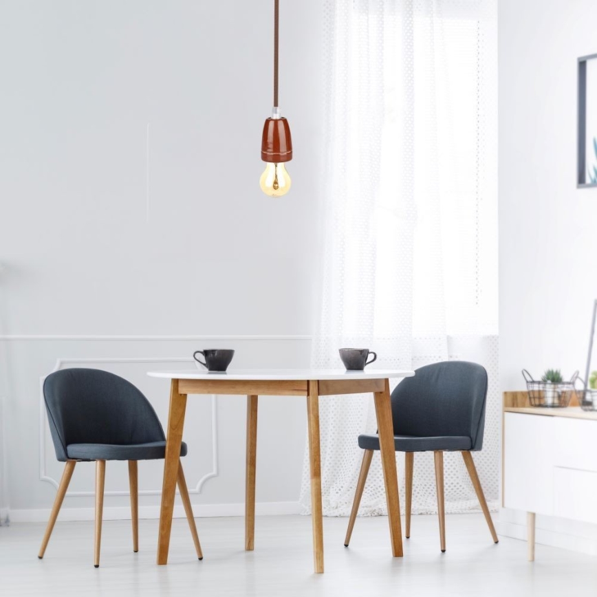 Napajalni kabel 1xE27/60W/230V rjava/porcelain