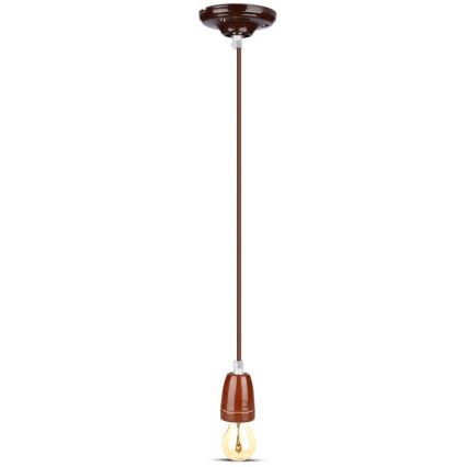 Napajalni kabel 1xE27/60W/230V rjava/porcelain