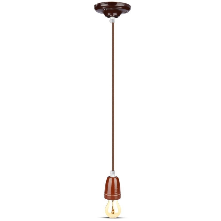 Napajalni kabel 1xE27/60W/230V rjava/porcelain
