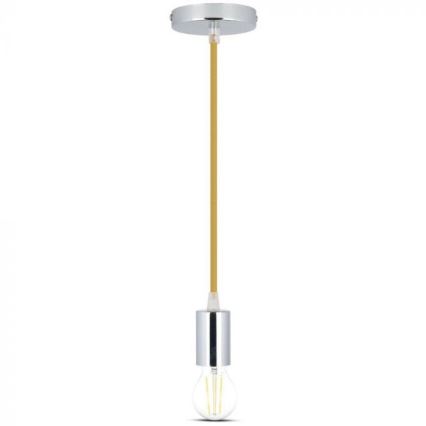 Napajalni kabel 1xE27/60W/230V rjava/sijajni krom
