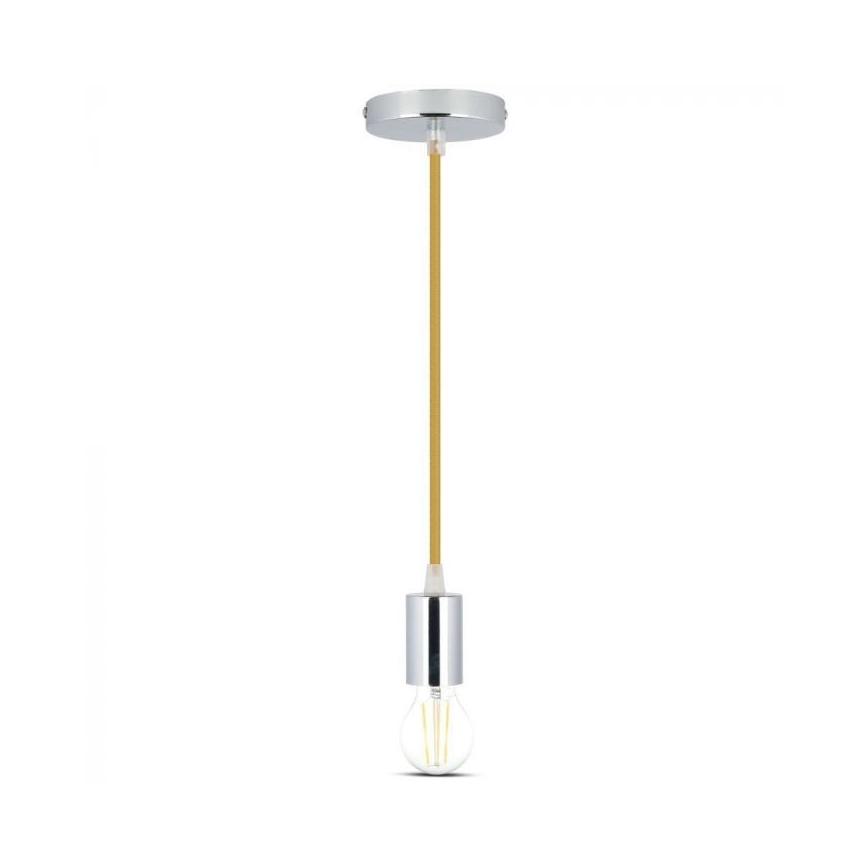 Napajalni kabel 1xE27/60W/230V rjava/sijajni krom