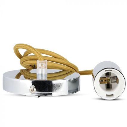 Napajalni kabel 1xE27/60W/230V rjava/sijajni krom