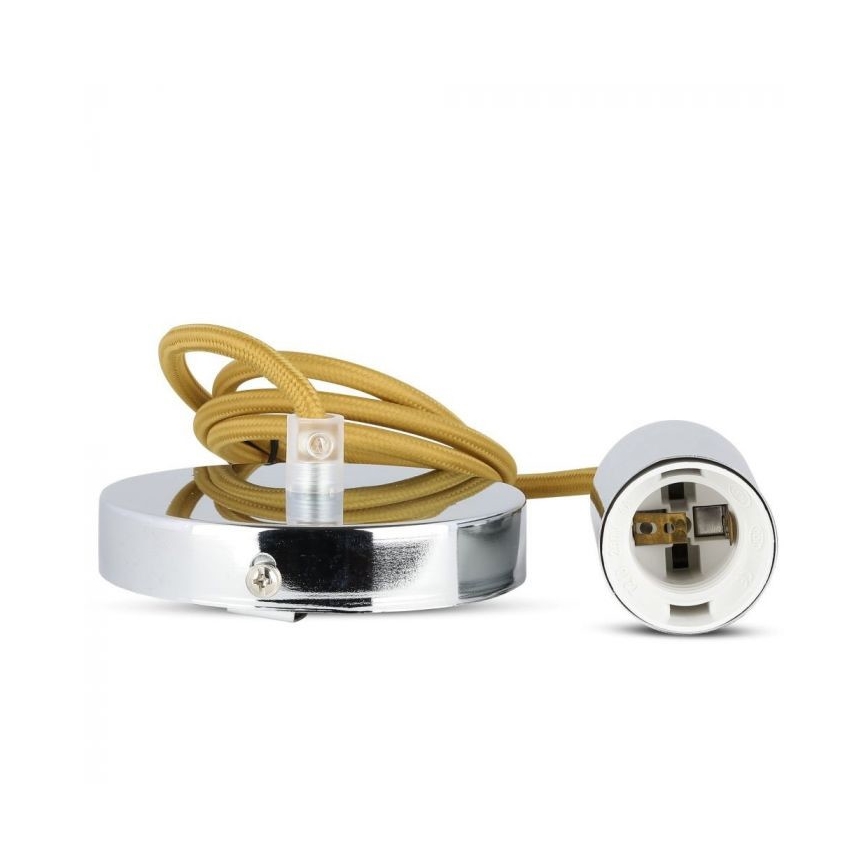 Napajalni kabel 1xE27/60W/230V rjava/sijajni krom