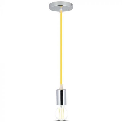 Napajalni kabel 1xE27/60W/230V rumena/sijajni krom