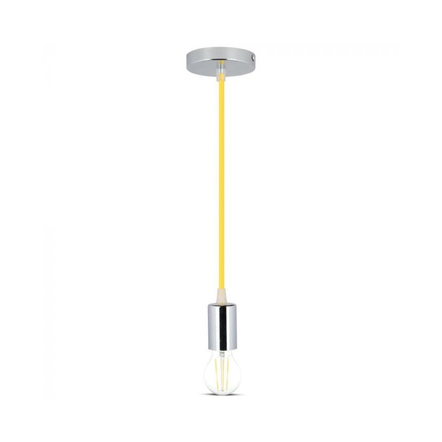 Napajalni kabel 1xE27/60W/230V rumena/sijajni krom