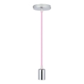 Napajalni kabel 1xE27/60W/230V svetlo roza/sijajni krom