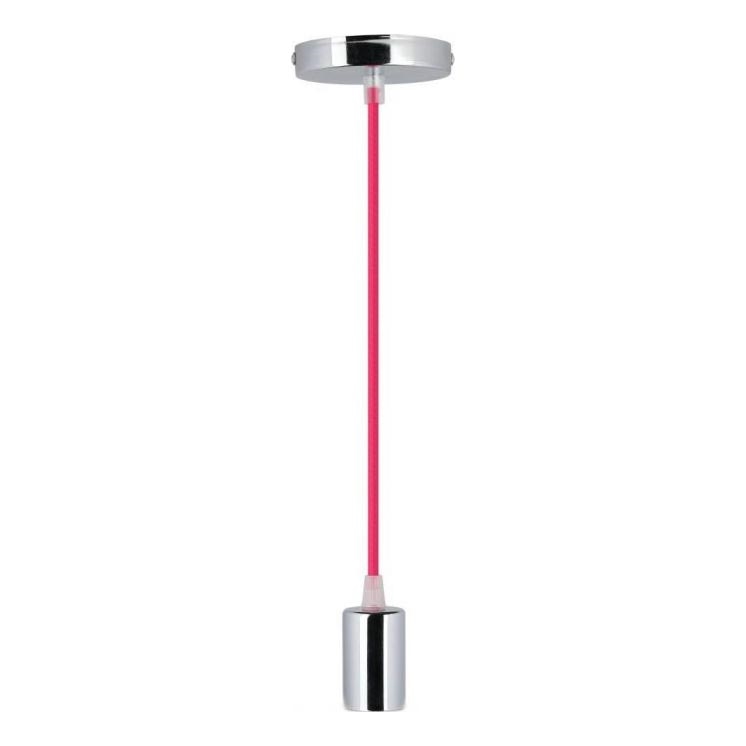 Napajalni kabel 1xE27/60W/230V temno roza/sijajni krom
