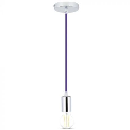 Napajalni kabel 1xE27/60W/230V vijolična/sijajni krom