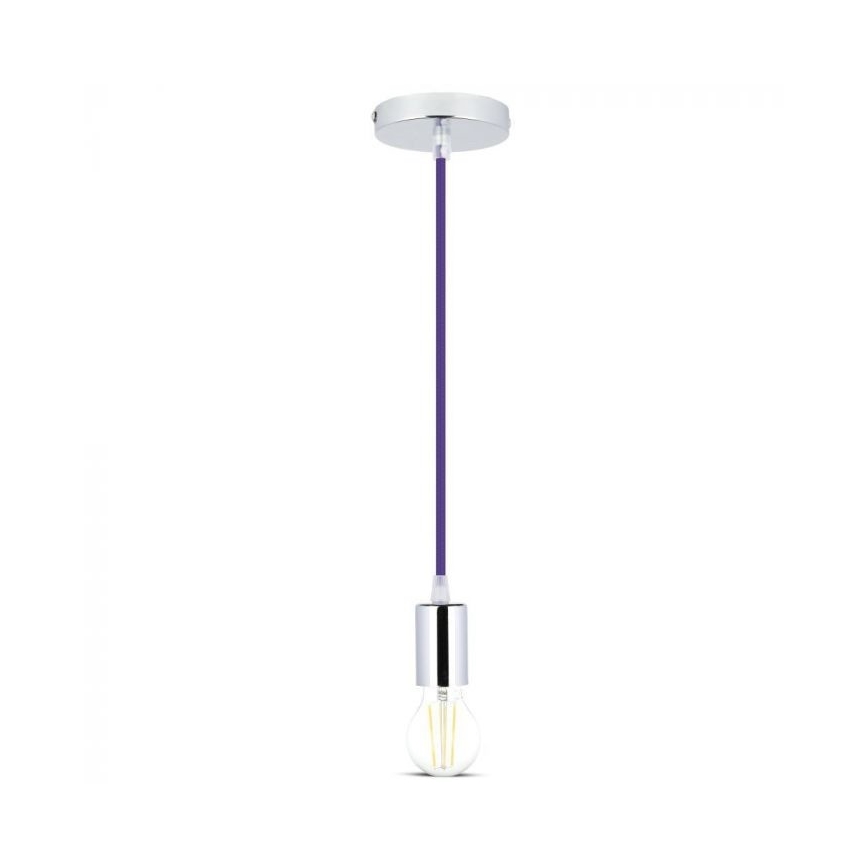 Napajalni kabel 1xE27/60W/230V vijolična/sijajni krom