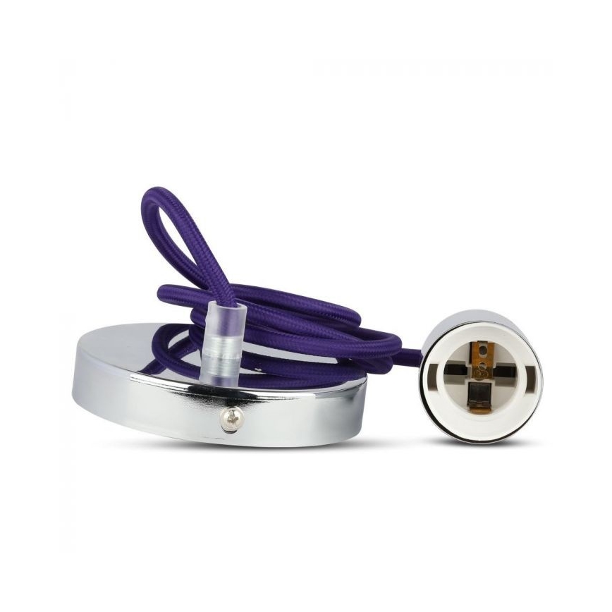 Napajalni kabel 1xE27/60W/230V vijolična/sijajni krom