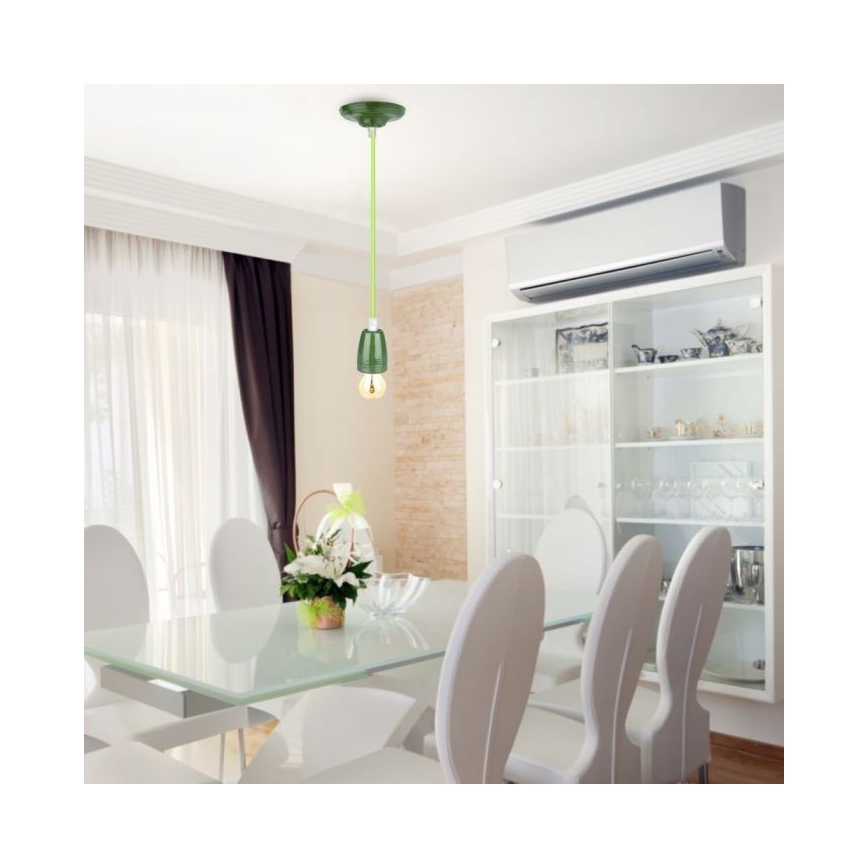 Napajalni kabel 1xE27/60W/230V zelena/porcelain