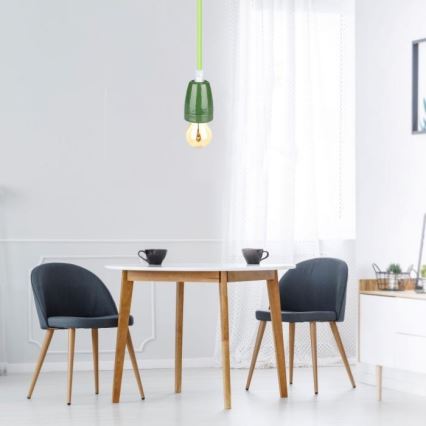 Napajalni kabel 1xE27/60W/230V zelena/porcelain