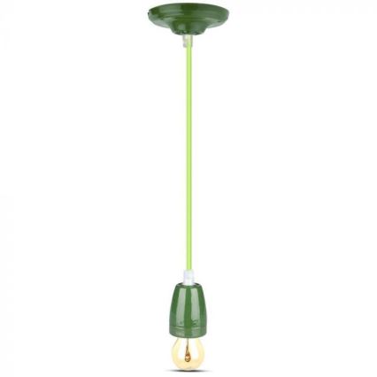 Napajalni kabel 1xE27/60W/230V zelena/porcelain