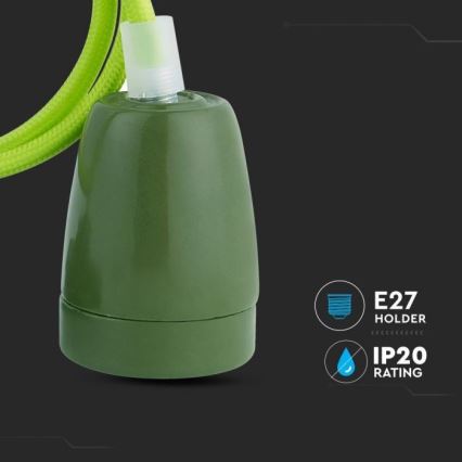 Napajalni kabel 1xE27/60W/230V zelena/porcelain