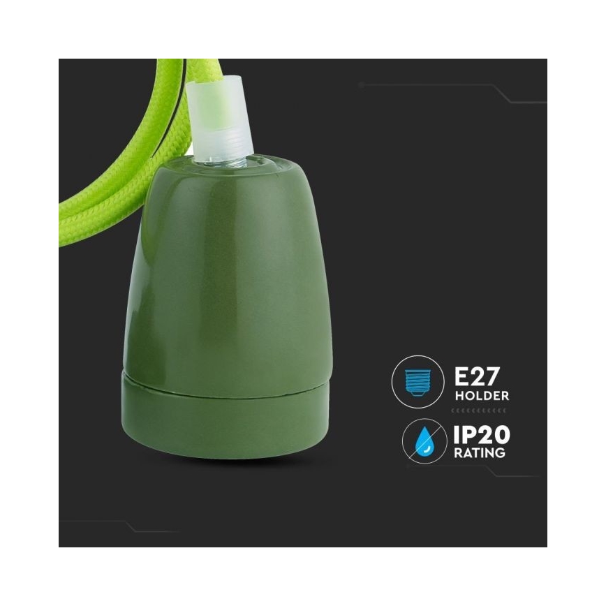 Napajalni kabel 1xE27/60W/230V zelena/porcelain