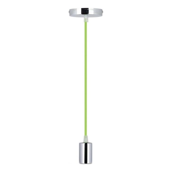 Napajalni kabel 1xE27/60W/230V zelena/sijajni krom
