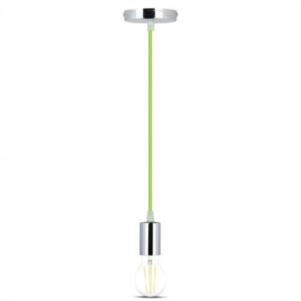 Napajalni kabel 1xE27/60W/230V zelena/sijajni krom
