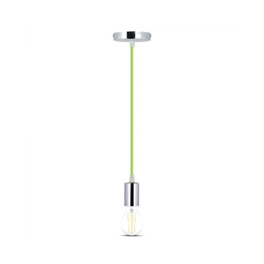 Napajalni kabel 1xE27/60W/230V zelena/sijajni krom