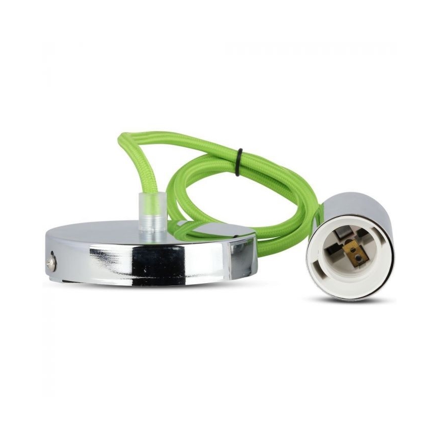 Napajalni kabel 1xE27/60W/230V zelena/sijajni krom
