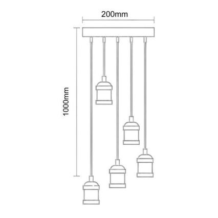 Napajalni kabel 5xE27/60W/230V bron