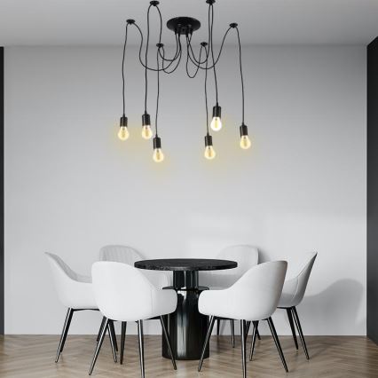 Napajalni kabel 6xE27/60W/230V pajek črna