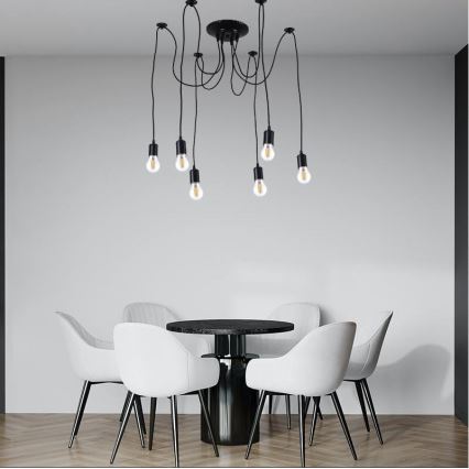 Napajalni kabel 6xE27/60W/230V pajek črna