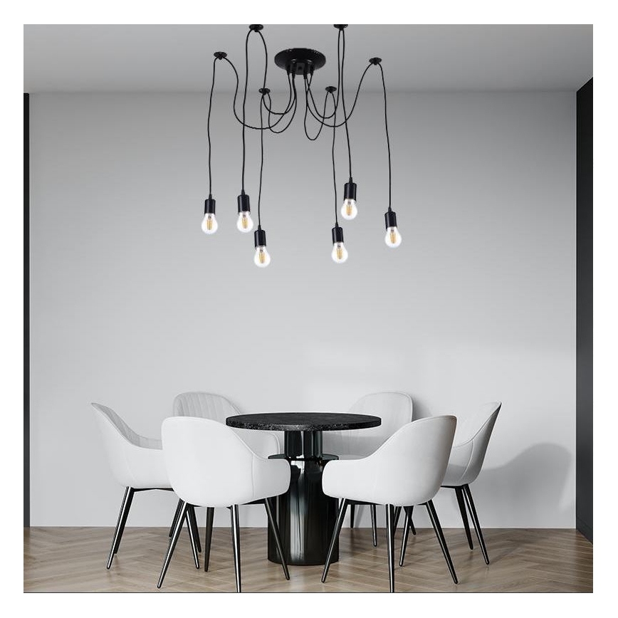 Napajalni kabel 6xE27/60W/230V pajek črna