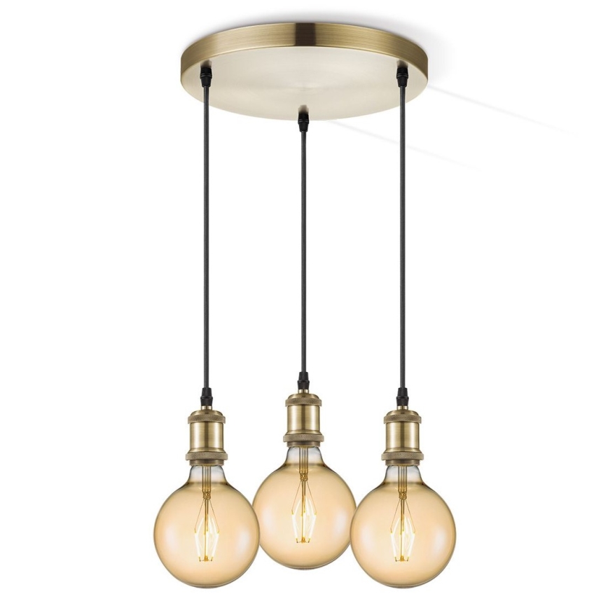Napajalni kabel VINTAGE 3xE27/60W/230V medenina