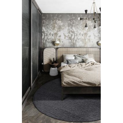 Naravna okrogla preproga FIR WOOL 160 cm 2600 g/m2 antracitna