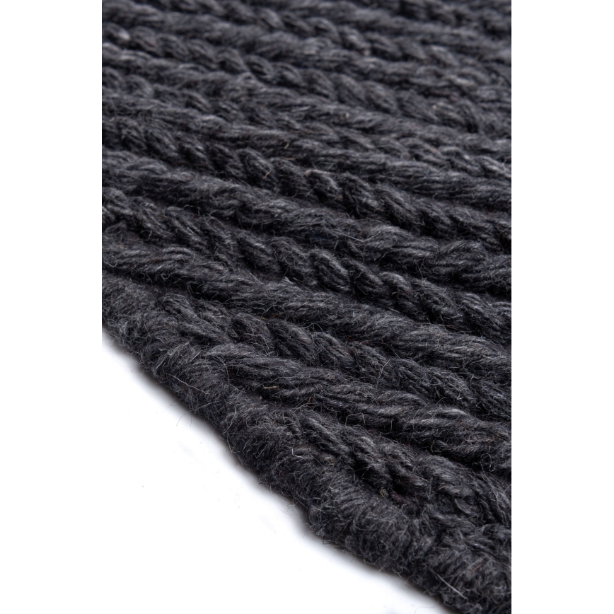 Naravna okrogla preproga FIR WOOL 160 cm 2600 g/m2 antracitna