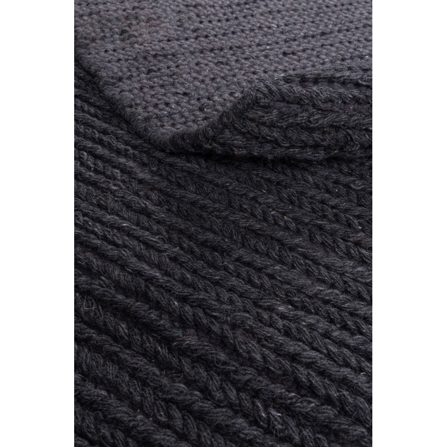 Naravna okrogla preproga FIR WOOL 160 cm 2600 g/m2 antracitna