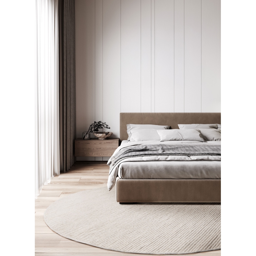Naravna okrogla preproga FIR WOOL 160 cm 2600 g/m2 kremna