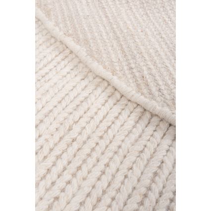 Naravna okrogla preproga FIR WOOL 160 cm 2600 g/m2 kremna