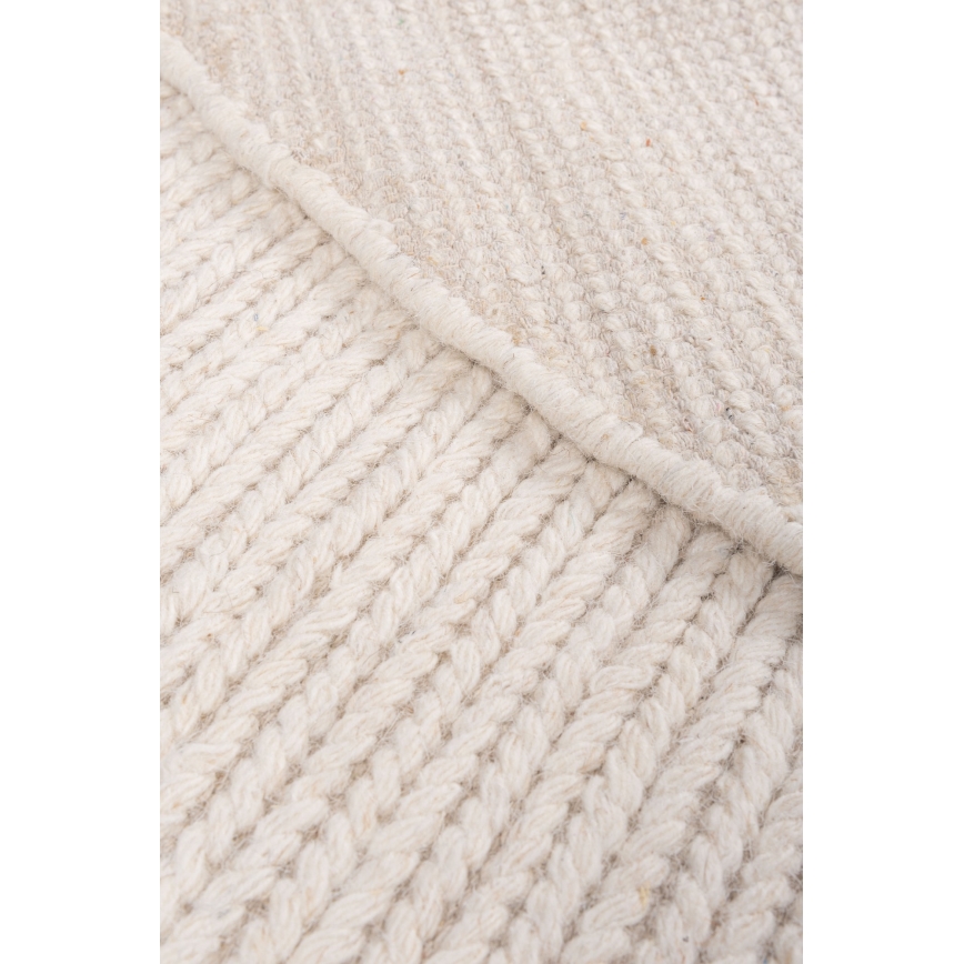 Naravna okrogla preproga FIR WOOL 160 cm 2600 g/m2 kremna