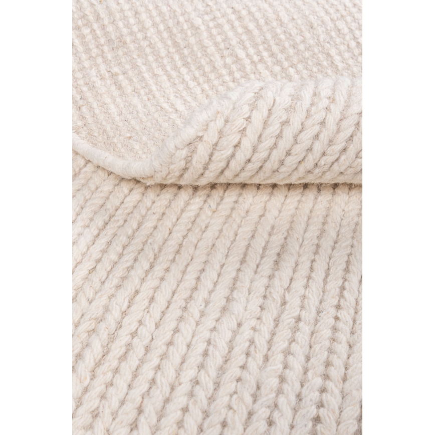 Naravna okrogla preproga FIR WOOL 160 cm 2600 g/m2 kremna