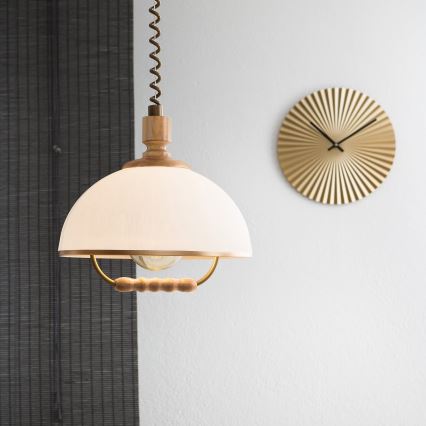 Nastavljiv viseči lestenec RAMONA 1xE27/60W/230V rjava/bela/hrast