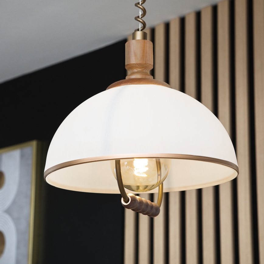 Nastavljiv viseči lestenec RAMONA 1xE27/60W/230V rjava/bela/hrast