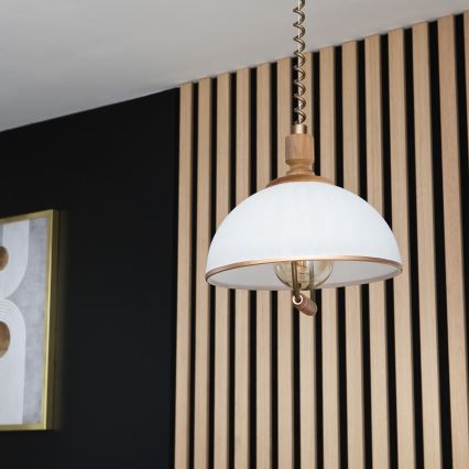 Nastavljiv viseči lestenec RAMONA 1xE27/60W/230V rjava/bela/hrast