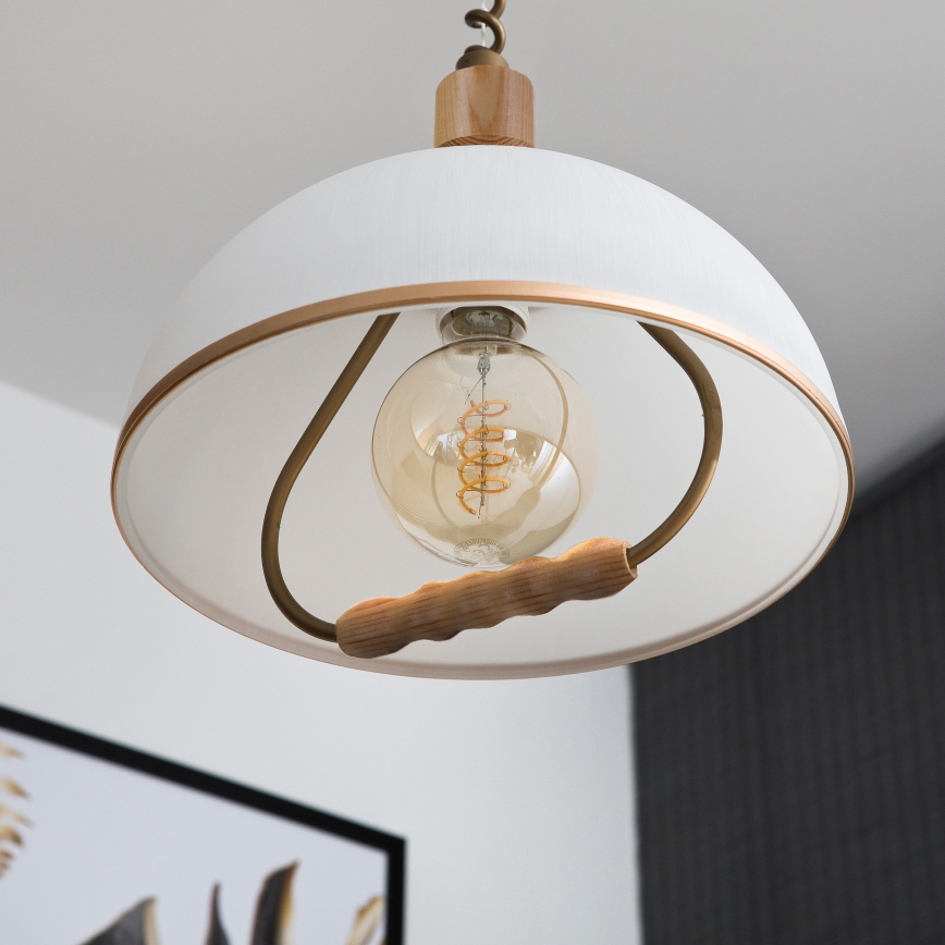 Nastavljiv viseči lestenec RAMONA 1xE27/60W/230V rjava/bela/hrast