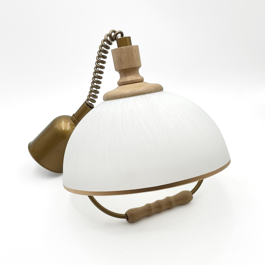 Nastavljiv viseči lestenec RAMONA 1xE27/60W/230V rjava/bela/hrast