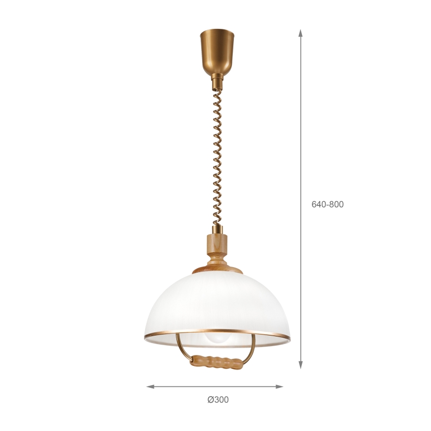 Nastavljiv viseči lestenec RAMONA 1xE27/60W/230V rjava/bela/hrast