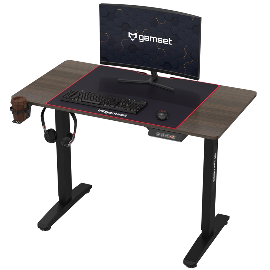 Nastavljiva gaming miza CONTROL 110x60 cm rjava/črna