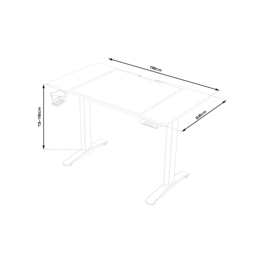 Nastavljiva gaming miza CONTROL 110x60 cm rjava/črna