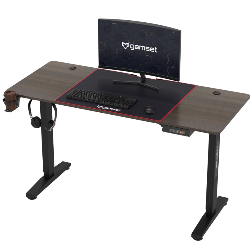 Nastavljiva gaming miza CONTROL 140x60 cm rjava/črna