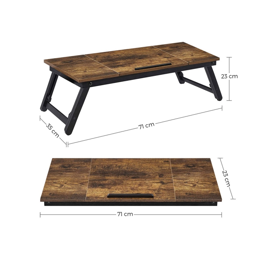 Nastavljiva mizica za prenosnik za posteljo LAT rjava/črna